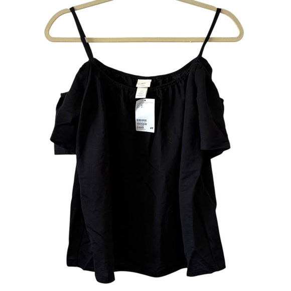 NWT H&M Cold Shoulder Off-the-Shoulder Black Blouse - Size Small - Picture 1 of 5